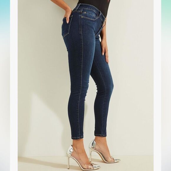 GUESS 29 Dark Blue Power Curvy Mid Rise Skinny Jeans - Picture 4 of 6